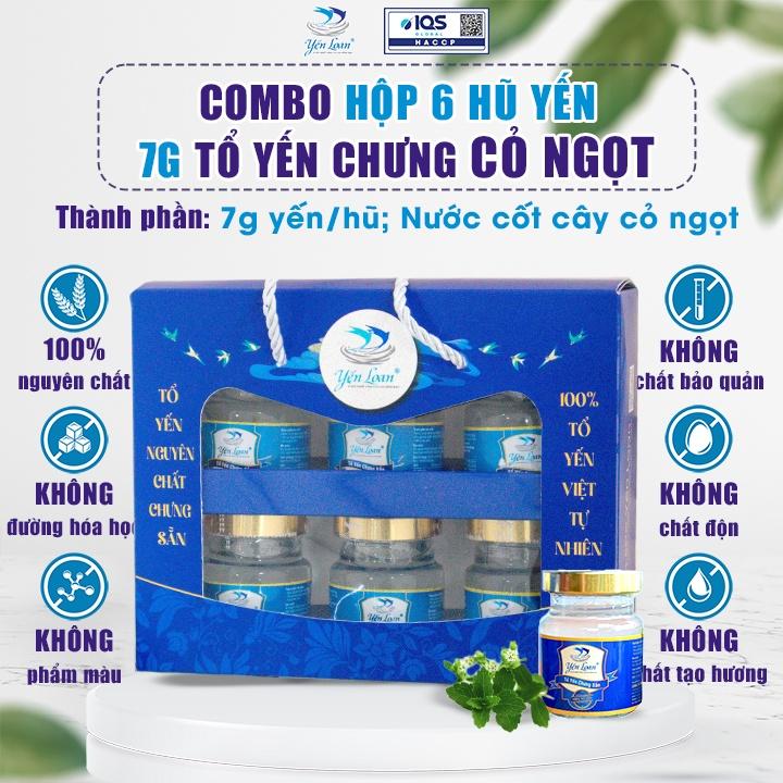 Hộp Yến Chưng Sẵn Yến Loan 6 Hũ 7g Chưng Cỏ Ngọt Không chất Bảo Quản Chăm Sóc Sức Khỏe Cho Mọi Người.