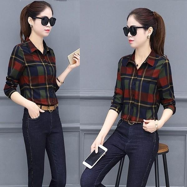 Áo sơ mi nữ kẻ sọc phối màu trẻ trung, năng động sm184