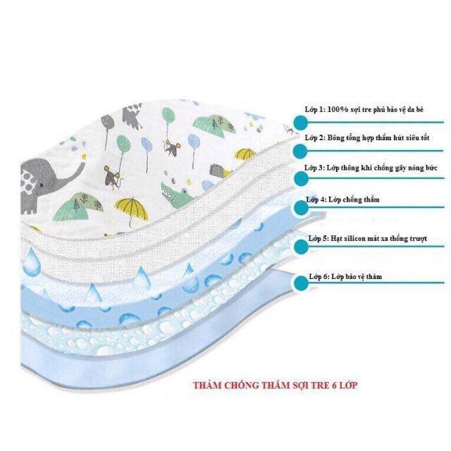 Chống Thấm 6 Lớp Kép Sợi Tre Cho Bé Trai/Bé Gái