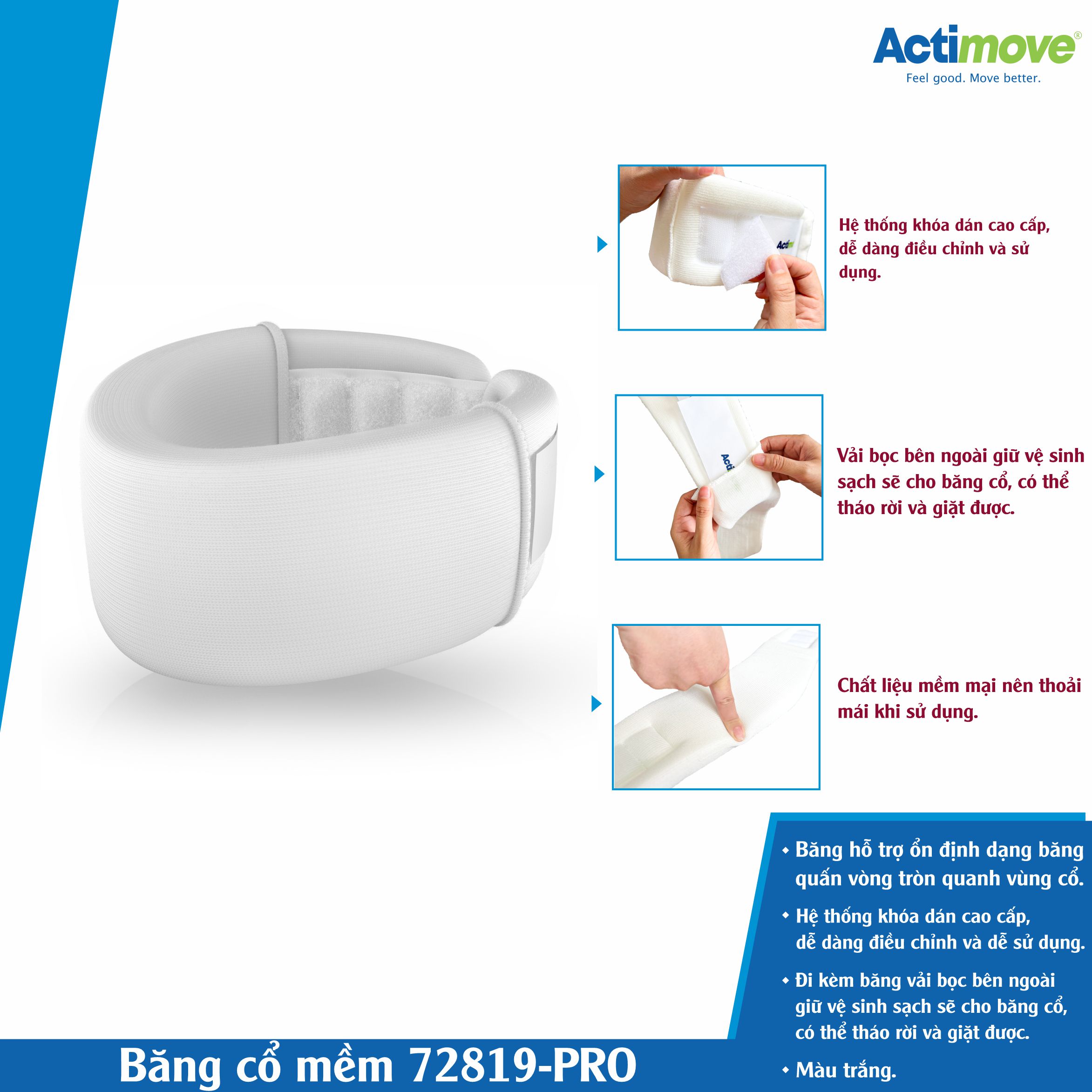 Băng Cổ Mềm 72819-PRO Hỗ Trợ Vùng Cổ [Actimove] , Màu Trắng. Nhập Khẩu Châu Âu (1 cái)