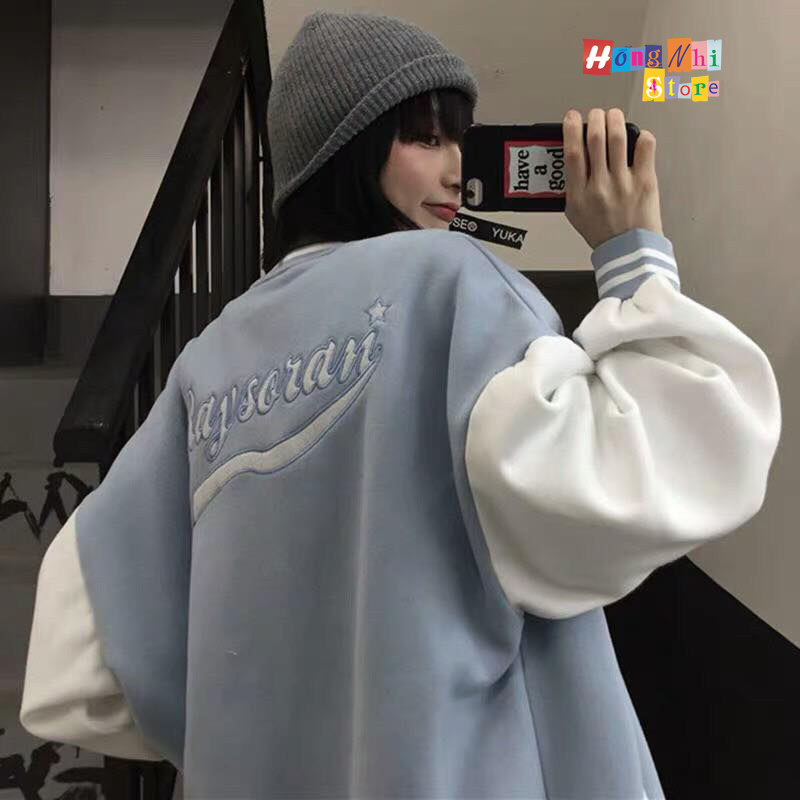Khoác Bomber R Viền Cổ Unisex Dáng Rộng - MM