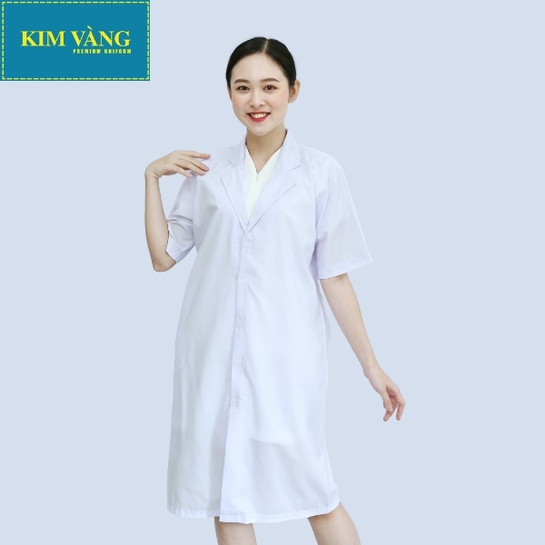 [KIM VÀNG] Áo Blouse bác sĩ, áo dược sĩ, đồng phục bệnh viện tay ngắn chất liệu Kaki thun - Mẫu 08
