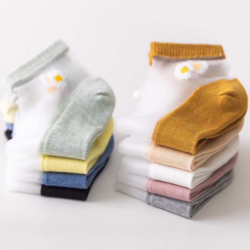 10 Đôi Tất lưới nữ hoa cúc, Tất nữ cổ ngắn M8 BOUTIQUE