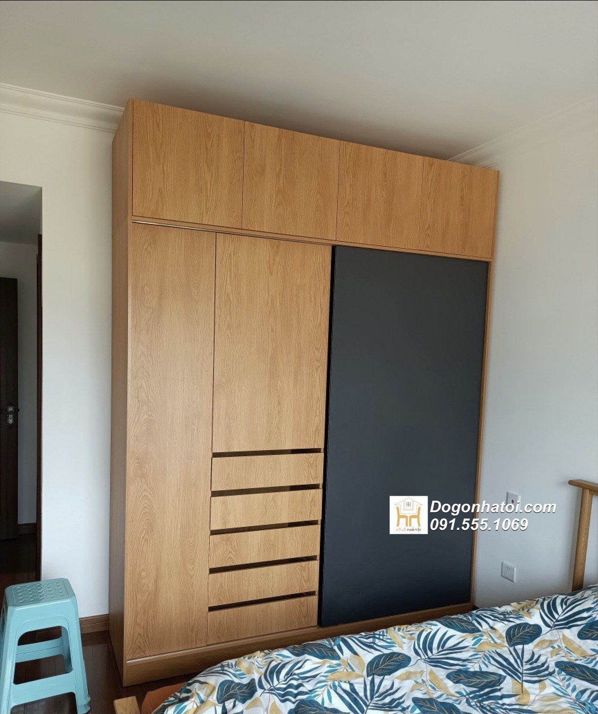 Tủ quần áo cửa lùa gỗ mdf đẹp 2m x 1m8 - TA201
