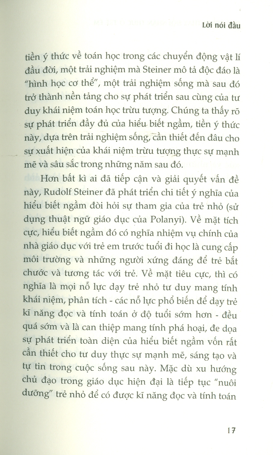 QUÁ TRÌNH THAY ĐỔI NHẬN THỨC Ở TRẺ EM LÀ NỀN TẢNG CỦA THỰC HÀNH SƯ PHẠM (Tám bài giảng) - Rudolf Steiner – NXB Tri Thức