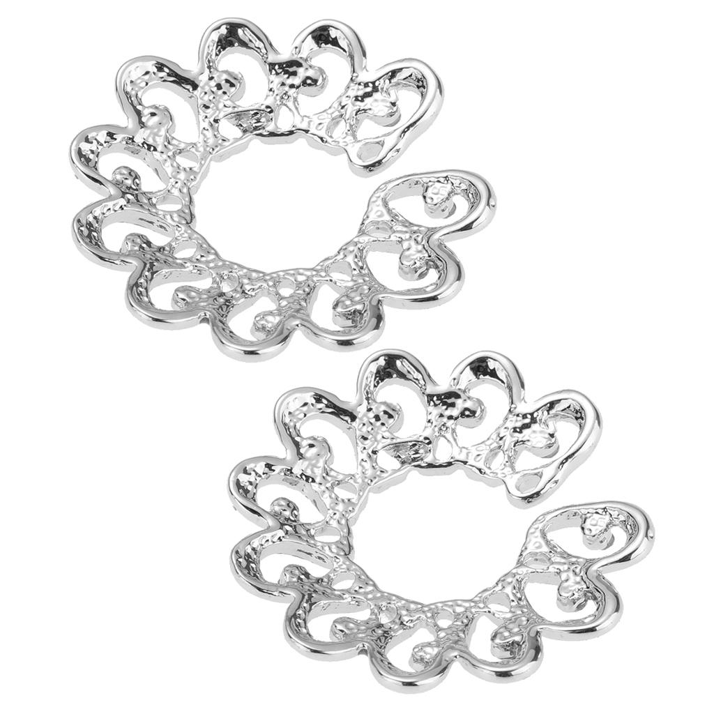 2 Pair Stainless Steel Crystal Floral