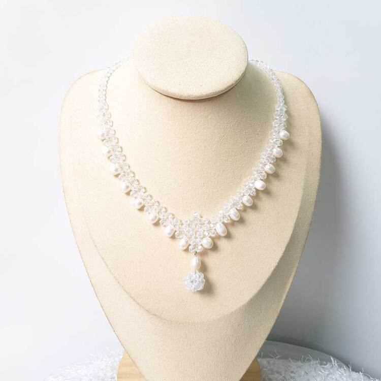 Chuỗi Vòng Cổ Ngọc Trai Tự Nhiên Cao Cấp Hạt Lệch Mix Phale - Trang Sức Cô Tấm - Crystal Pearl (6-7ly) - CTJ0110