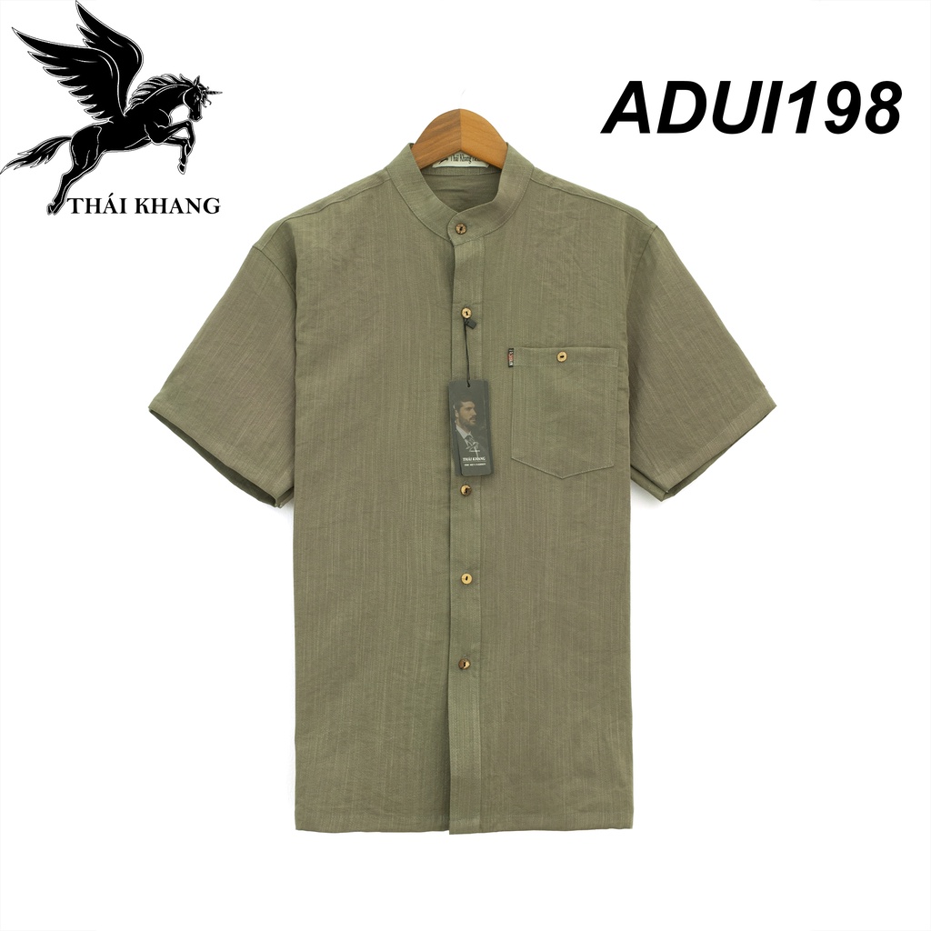 áo sơ mi nam form rộng trung niên vải lanh 2 da loại áo sơ mi họa tiết trung niên ADUI19