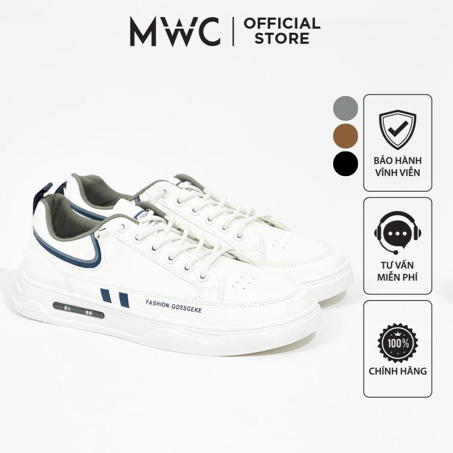 Giày Thể Thao Nam MWC 5430 - Giày Thể Thao Nam Màu Trắng Phối Viền Màu Cao Cấp, Sneaker Nam Cổ Thấp Năng Động Cá Tính