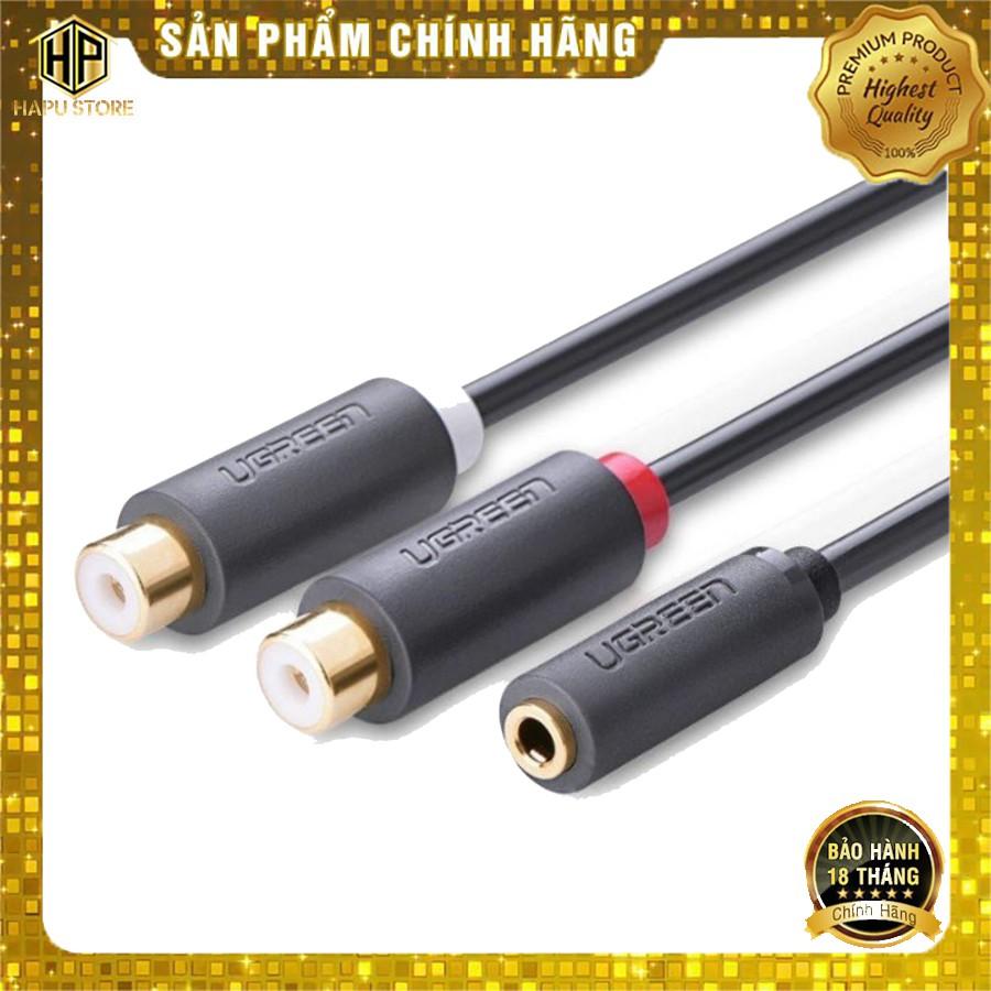 Cáp chuyển đổi 3.5mm sang 2 đầu RCA Ugreen 10562 chính hãng - Hàng Chính Hãng