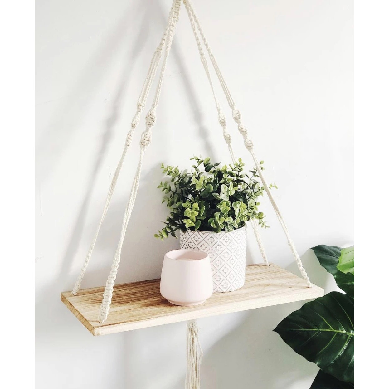 Kệ tết dây treo tường trang trí, gỗ thông tự nhiên, kích thước 40 x15cm. KTT1321