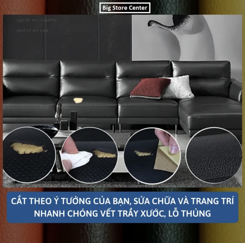 Miếng Dán Da PU Sửa chữa sofa, yên xe máy, ghế da oto, ghế gội đầu...