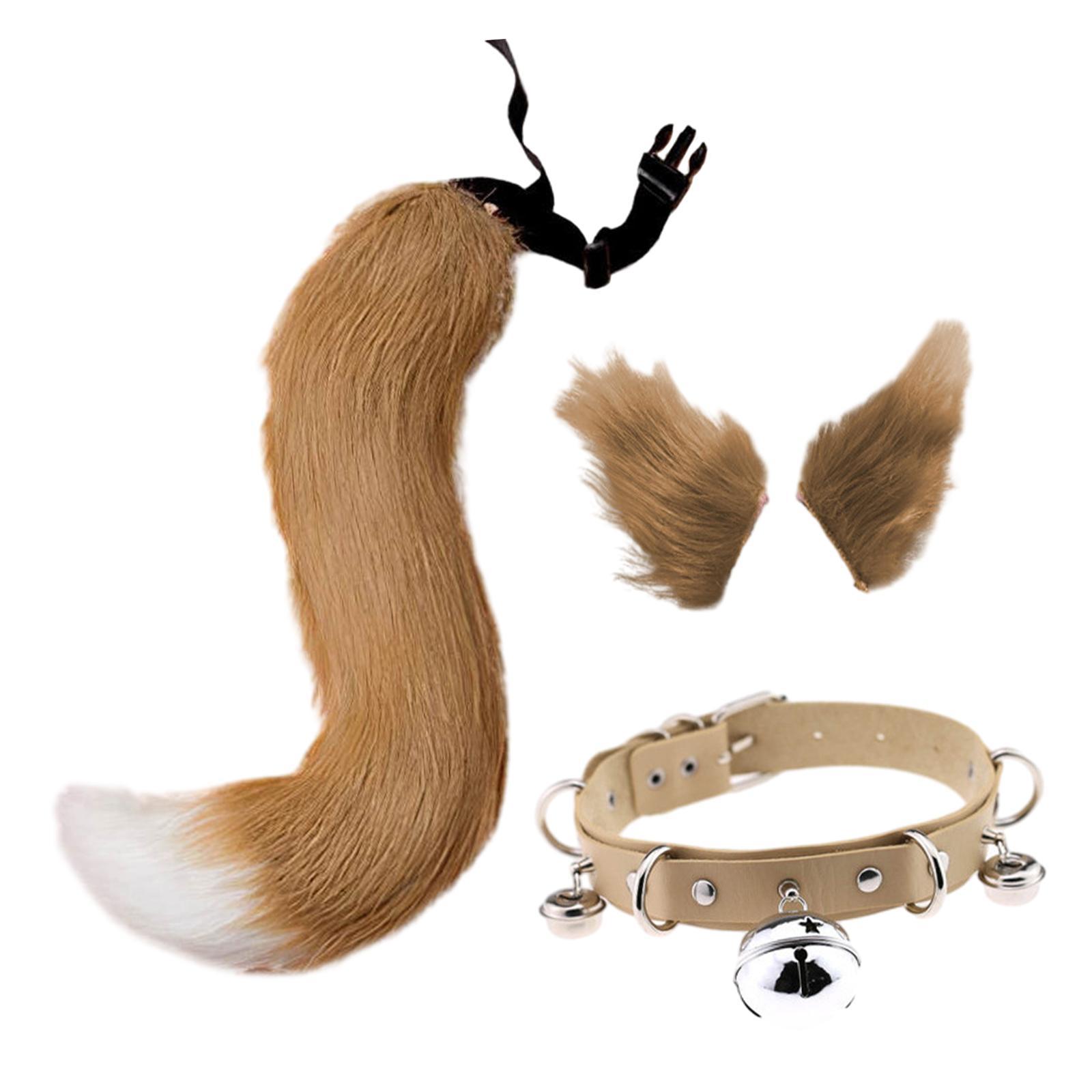 3Pcs Animals Ears and Long Tail Set Cute Cat Ear and Tail Halloween Costume