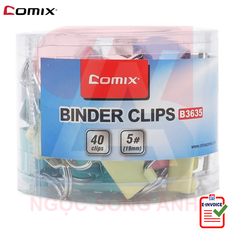 Kẹp bướm nhiều màu Comix 15mm B3636 - 19mm B3635 - 25mm B3634 - 32mm B3633 - 41mm B3632 - 51mm B3631