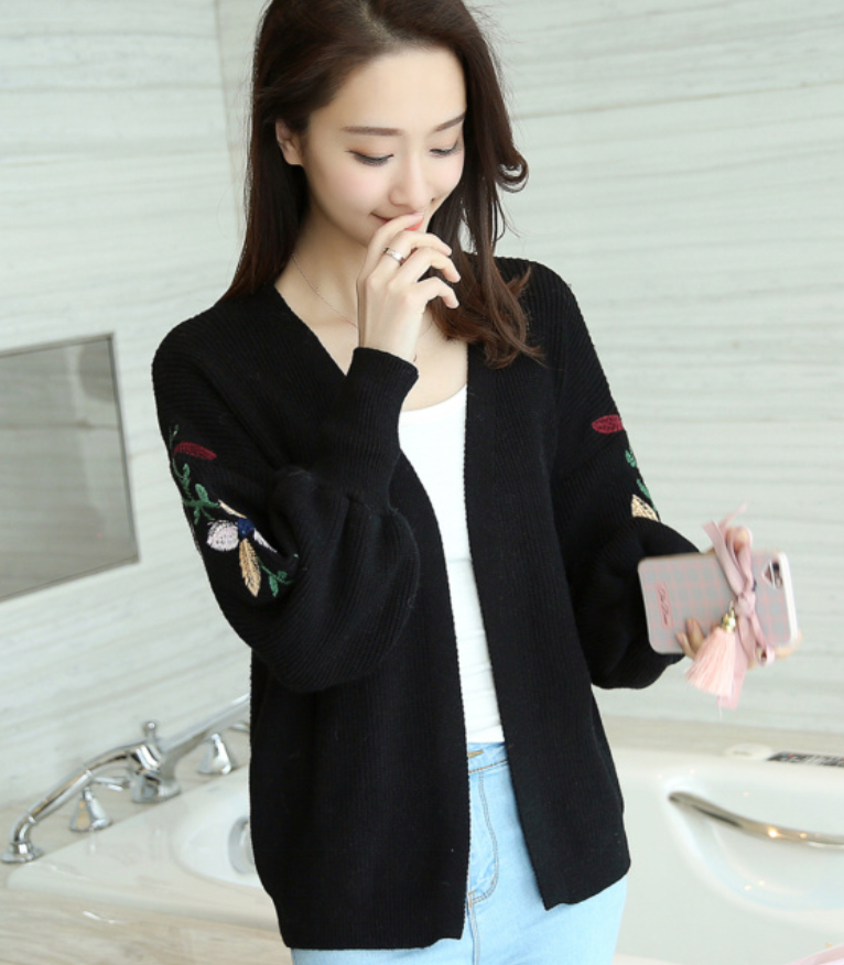 Áo Len Nữ Cardigan Họa Tiết Hoa Xinh Thời Trang Korea ALNO22 MayHomes Kiểu Dáng Tự Do Thoải Mái