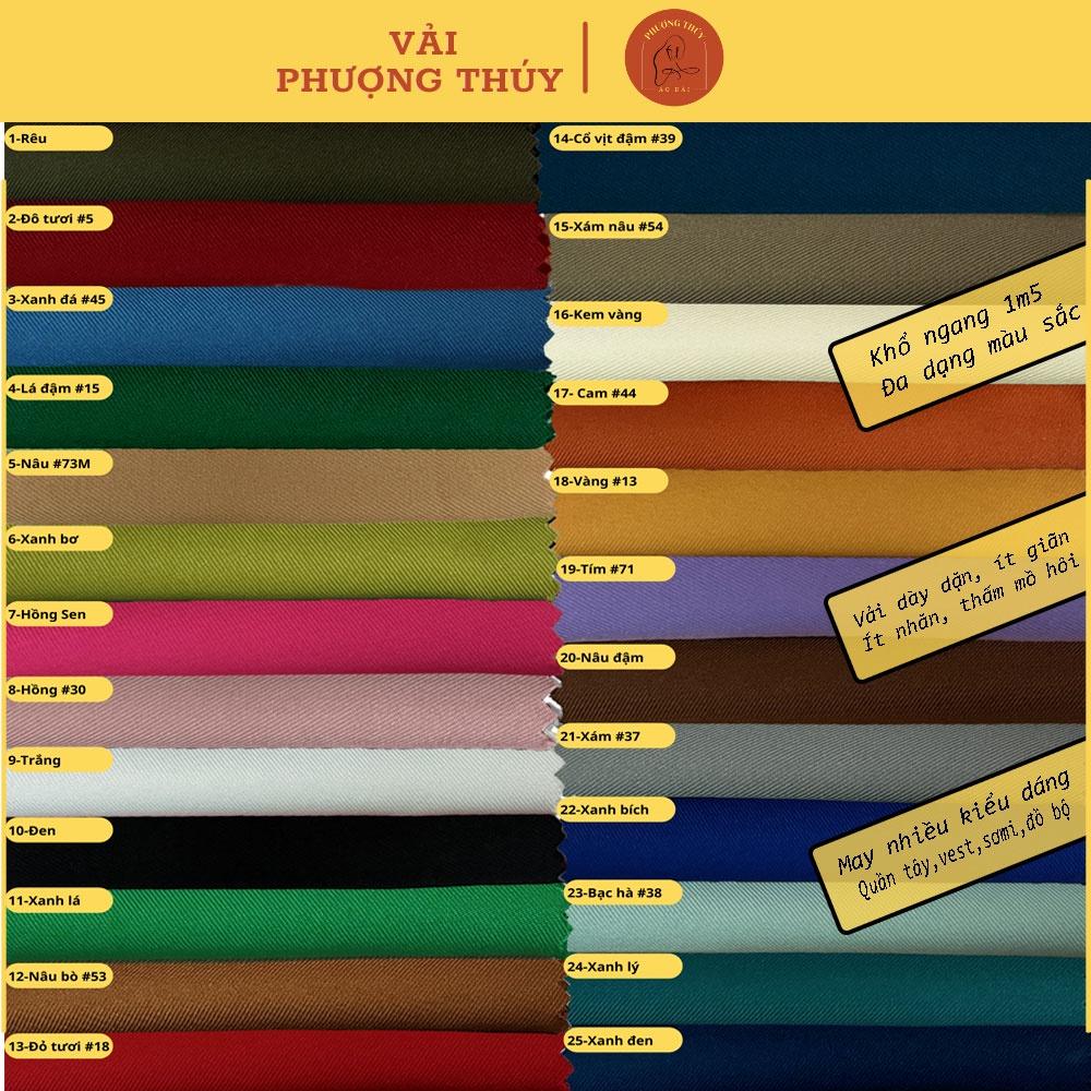 Vải Cotton lạnh may đầm váy, quần tây ống suông và vest blazer, mềm mịn ít giãn vải trơn nhiều màu khổ 1m50 Phượng Thúy