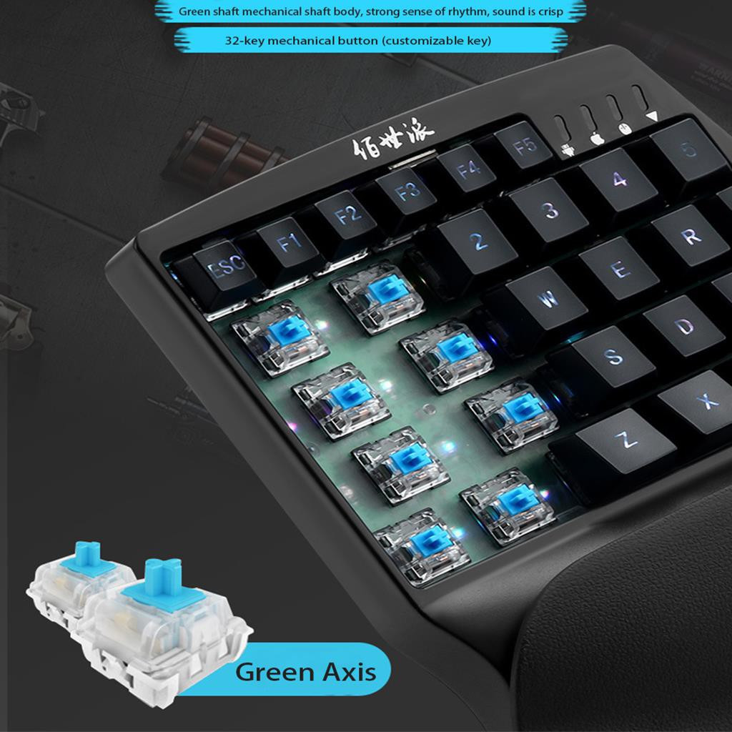 Bàn phím cơ 1 tay kiêm bộ chuyển đổi game Chơi Pubg PSB-P1 Có cần gạt Analog Chế độ ghìm tâm Kết nối Bluetooth - Hàng Chính Hãng