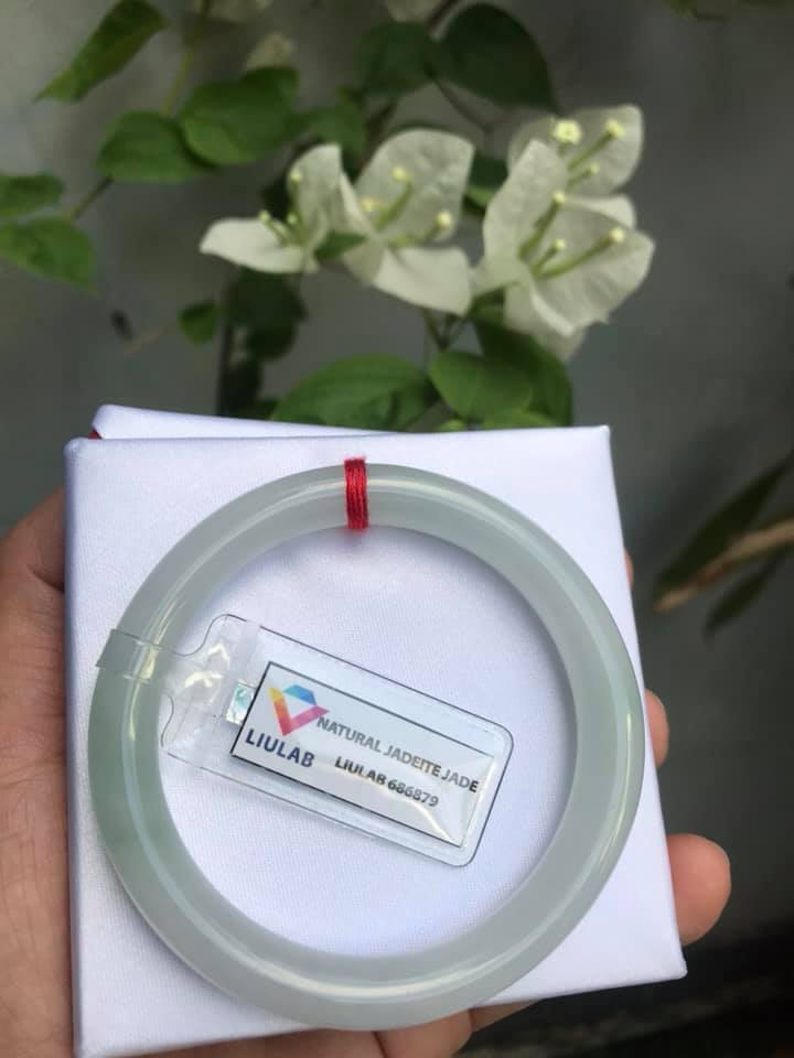 VÒNG ĐEO TAY MÀU TRẮNG A SỊN 53MM CHẤT LIỆU ĐÁ CẨM THẠCH TỰ NHIÊN NỮ 52KG - 62KG KÈM GIẤY CHỨNG NHẬN LIULAB 686879