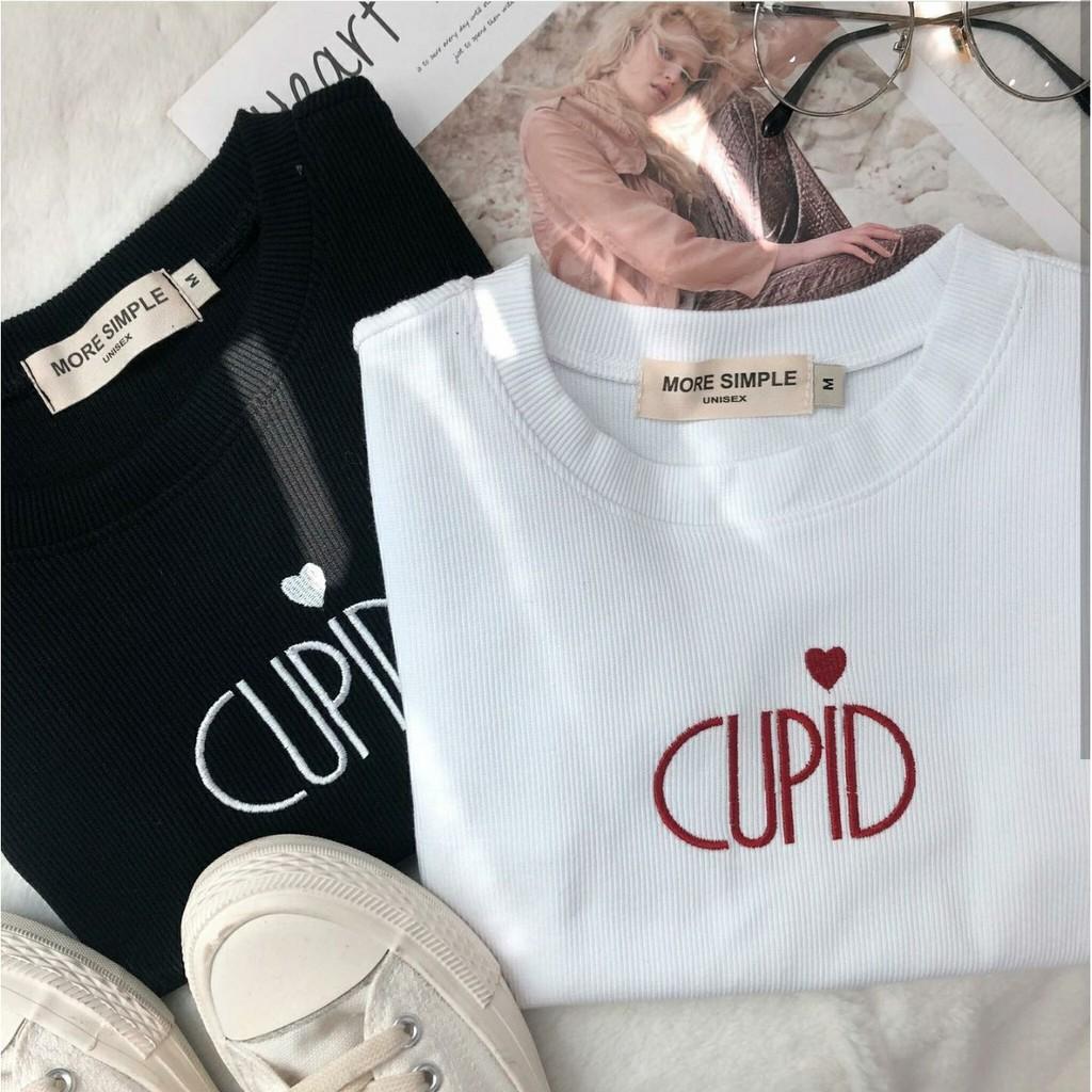 Áo Croptop Nữ Thêu CUPID Tay Ngắn Form Ôm Ulzzang