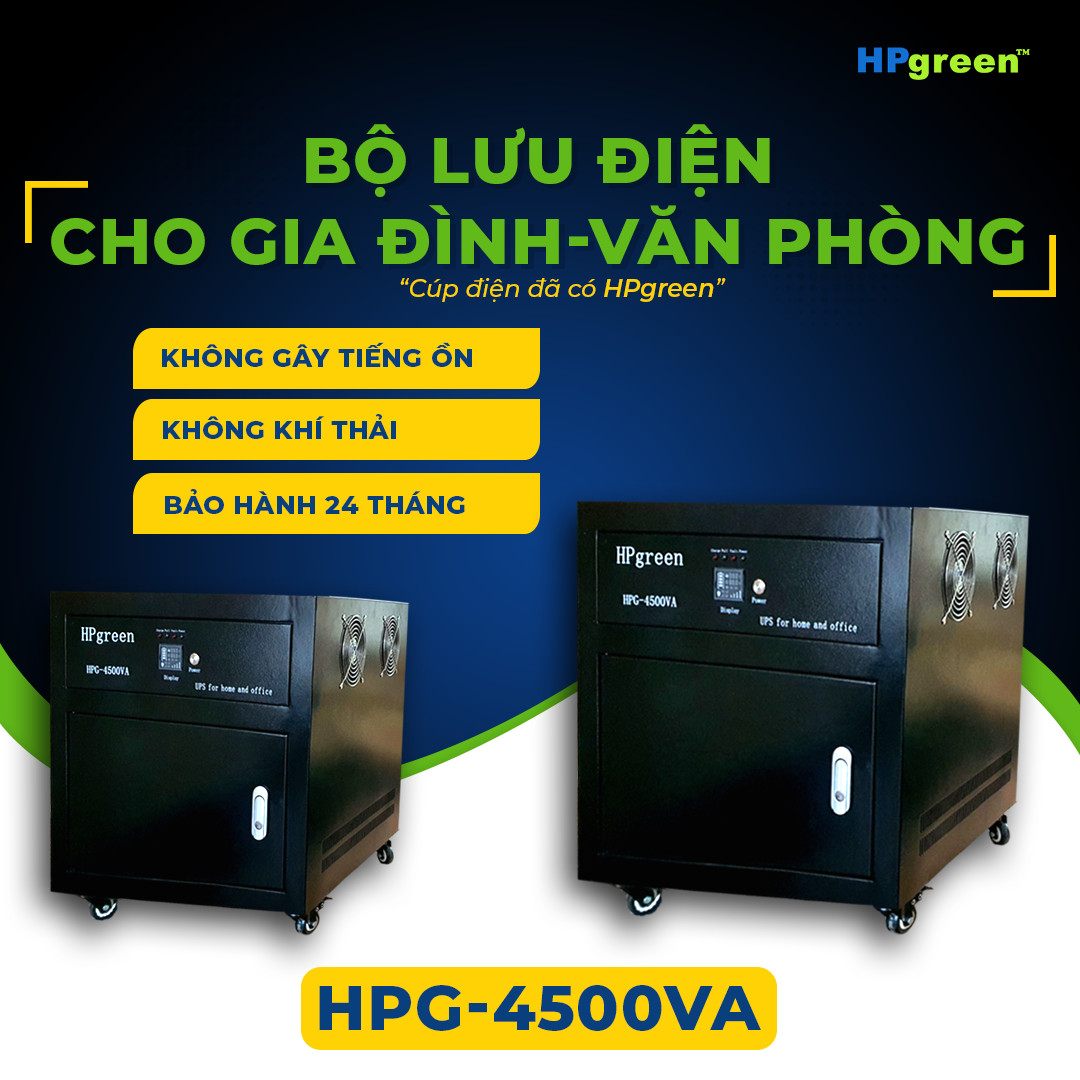 Bộ Nguồn Điện Dự Phòng HPGREEN HPG4500VA Nhập Khẩu Chính Hãng Thay Thế Cho Máy Phát Điện - Bộ Lưu Điện UPS