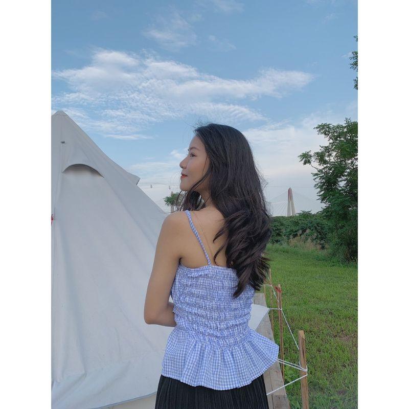 Áo 2 dây bèo nhún cúp ngực