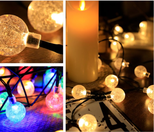 Đèn trang trí năng lượng mặt trời , hình quả cầu pha lê đèn LED - K1090