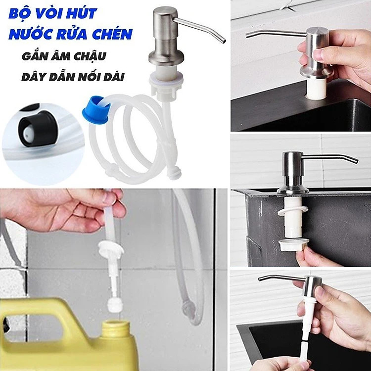 Bộ Chậu Rửa Chén Bát Inox Phủ Nano Có Chân KAZTA Kèm Vòi Nước Lạnh Đầu Dây Rút - Chậu 2 màu đen, xám, tặng Khay inox, thớt gỗ