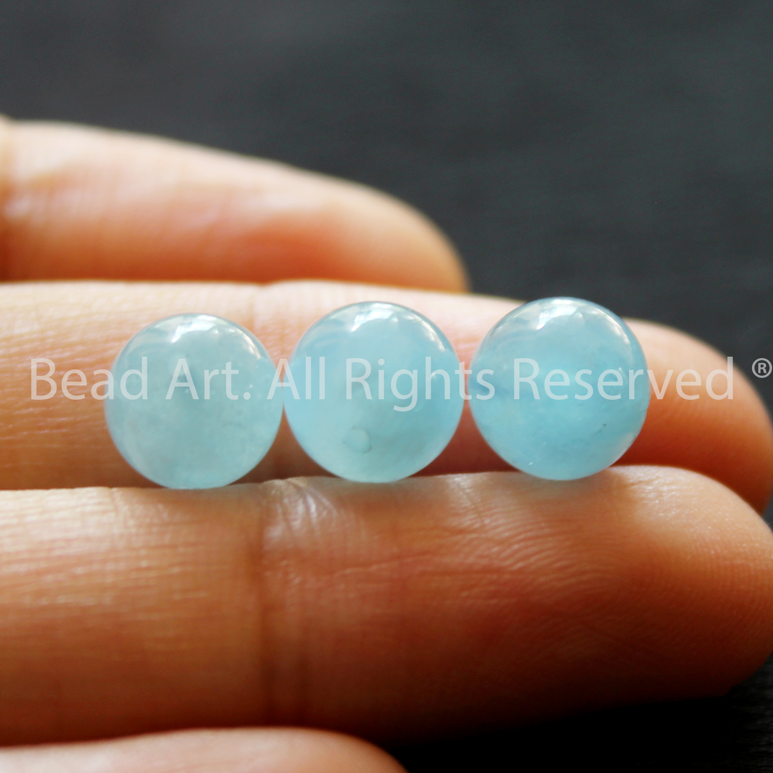 9MM Đá Aquamarine, Hải Lam Ngọc Tự Nhiên Xanh Biển Loại AA, Mệnh Thuỷ, Mộc, Đá Phối Vòng Tay Phong Thuỷ, Chuỗi Hạt - Bead Art