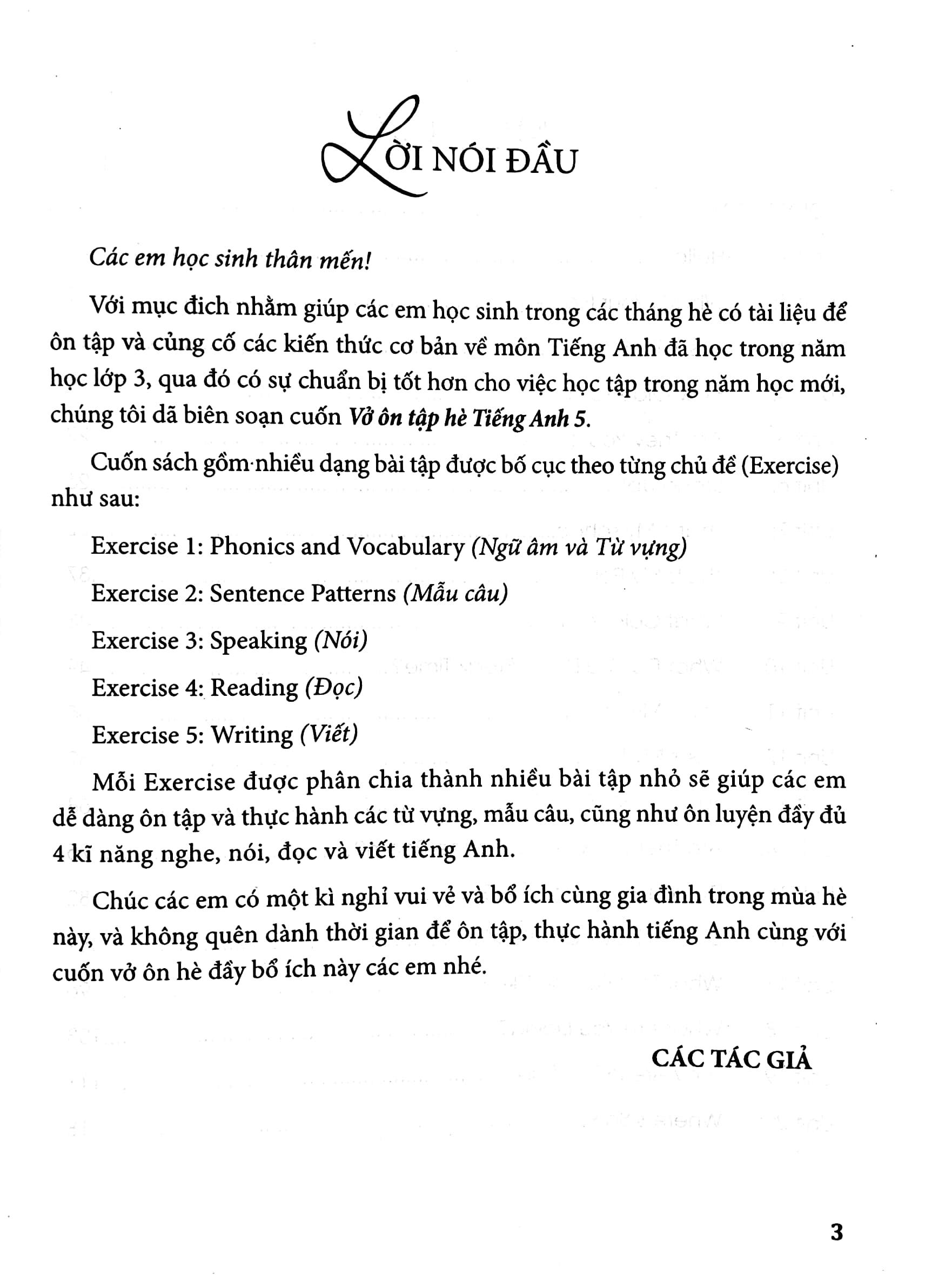 Vở Ôn Tập Hè Tiếng Anh 3