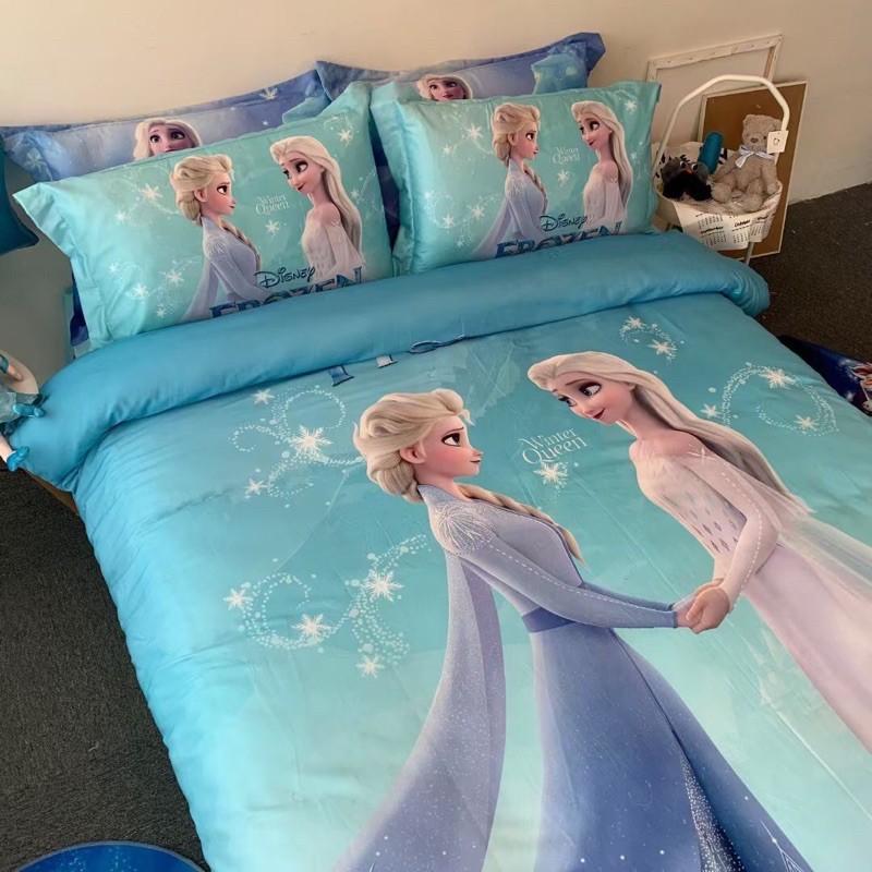 Bộ Chăn Ga Gối Cotton Disney 100%cotton Hàng Nhập Khẩu Cao Cấp 4 Món Công Chúa Tuyết