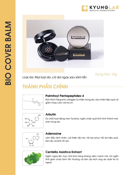Phấn Nước KyungLab Bio Cover Balm - dành cho làn da đang trong liệu trình mụn, nám da, lazer, treatment hoặc làn da yếu, dễ mẫn cảm