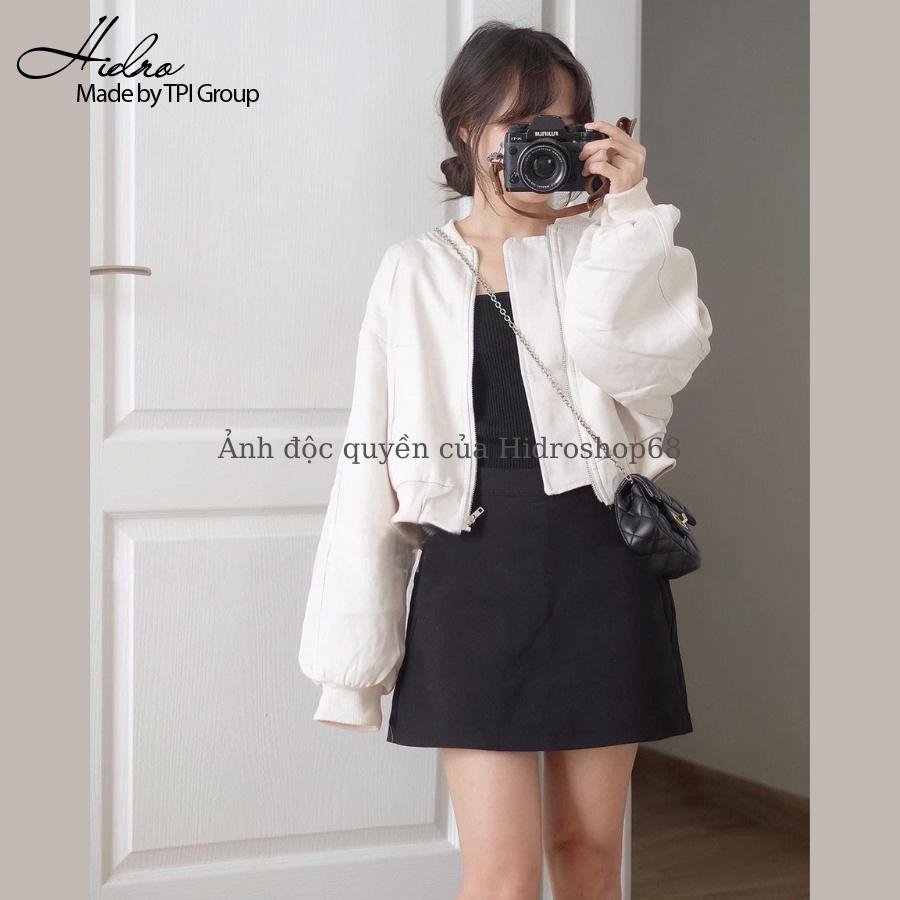 Áo bomber kaki dáng ngắn tay dài áo khoác croptop phong cách thể thao Hidroshop68 - Thời trang Hidro