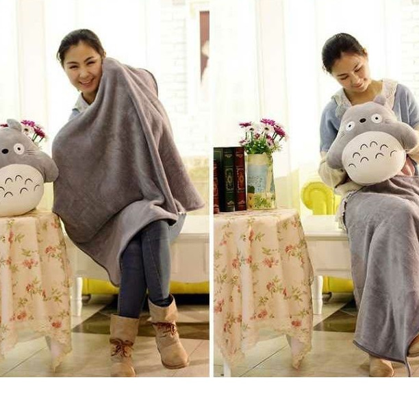 Gối mền văn phòng TOTORO tròn chức năng 3 trong 1, nỉ nhung siêu mịn