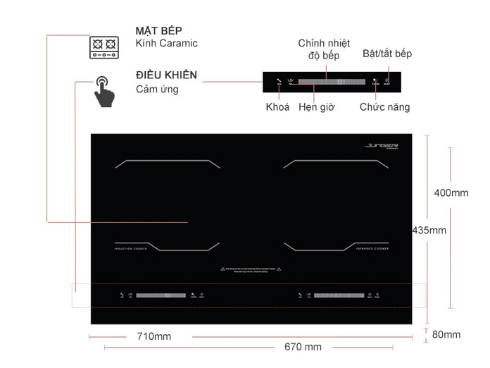 Bếp điện từ hồng ngoại Junger MK-24 - Hàng chính hãng