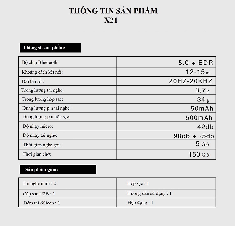 Tai nghe mini thời trang X21