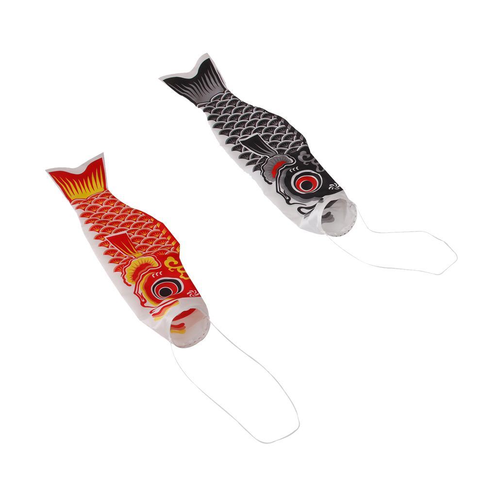 2Pcs Koi Nobori Windsock  Fish Kite Japanese Carp Flag Decoration 100cm
