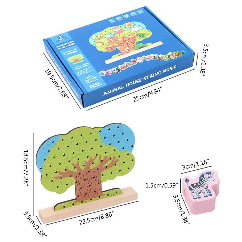 Đồ chơi Montessori Puzzle hạt gỗ luồn cây-dụng cụ dạy học toán tương tác trẻ em