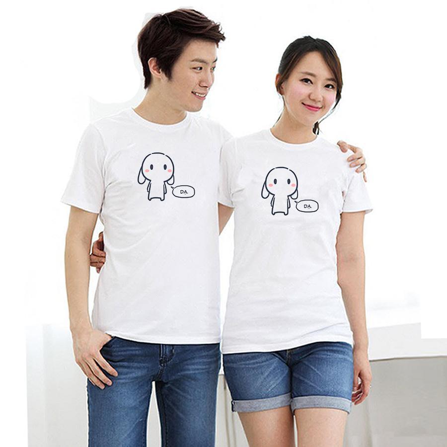 Áo thun cặp đôi in hình thỏ 7 màu ngoan ngoãn form rộng phong cách hàn quốc