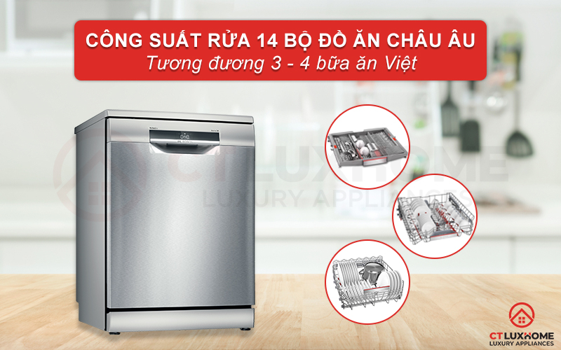 Máy Rửa Chén Bát 14 Bộ Bosch SMS6ZCI08E - Hàng Chính Hãng