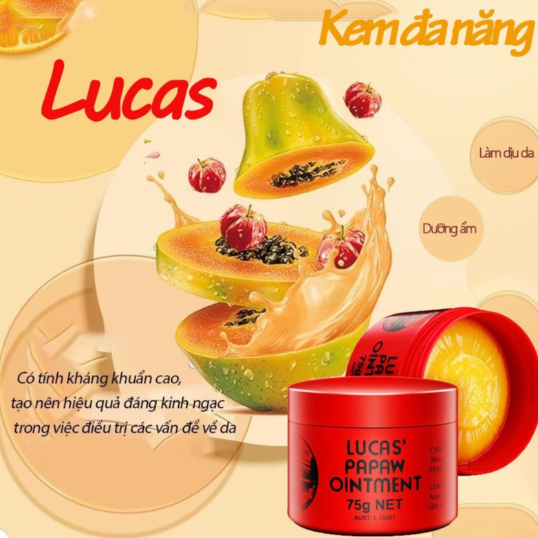 Kem đu đủ đa năng Lucas Papaw Ointment hũ 75g dưỡng ẩm cho da mềm mịn, mờ sẹo, dịu vết bỏng