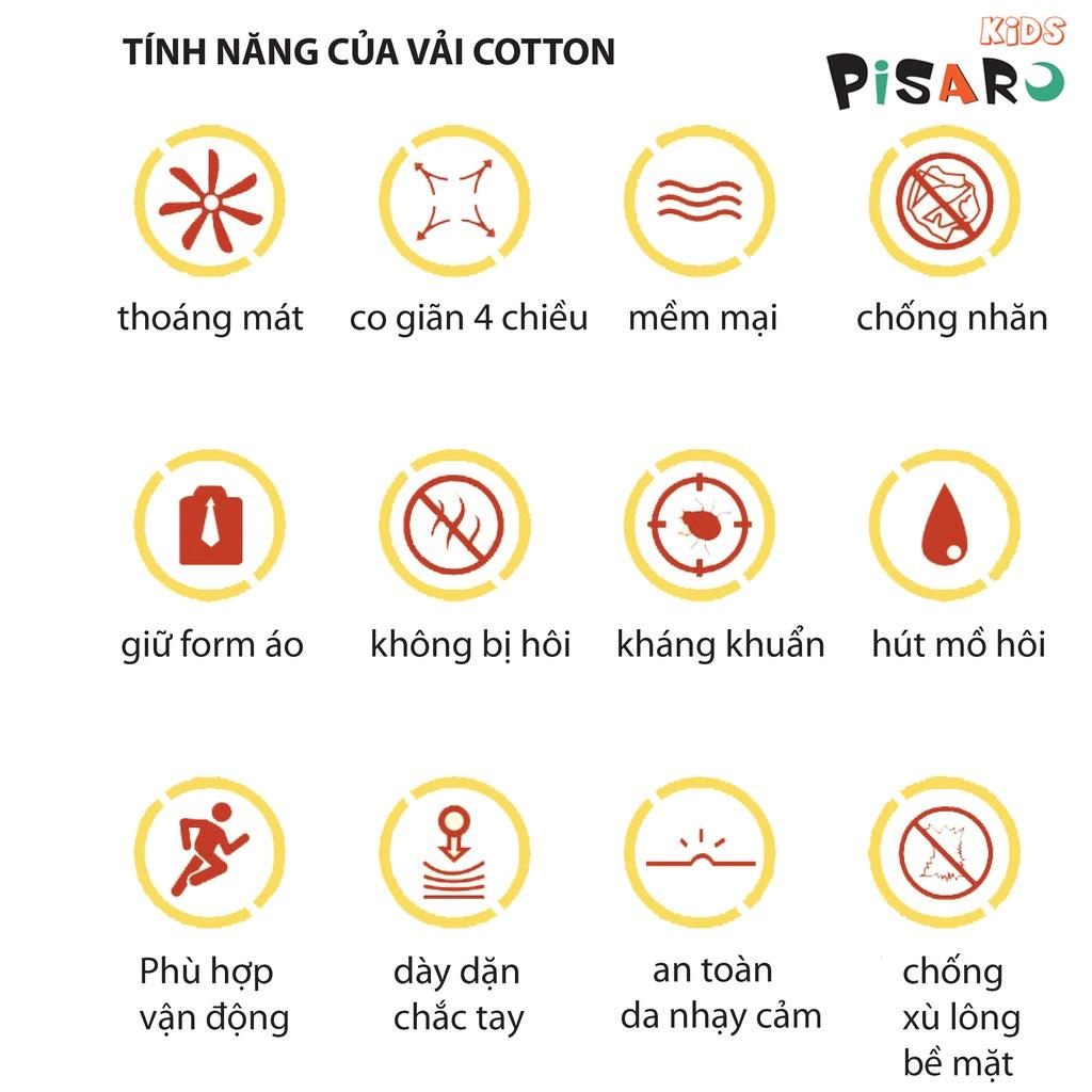 Áo thun ngắn tay bé trai bé gái hãng PisaroKids, áo phông trẻ em vải cotton cao cấp từ 8 tháng đến 6 tuổi