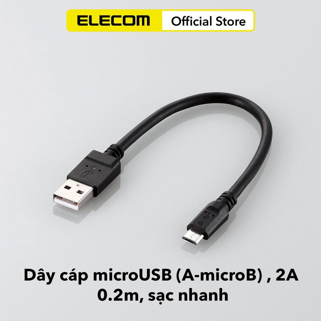 Dây cáp microUSB (A-microB), 2A, sạc nhanh ELECOM MPA-AMBC2U- Hàng chính hãng