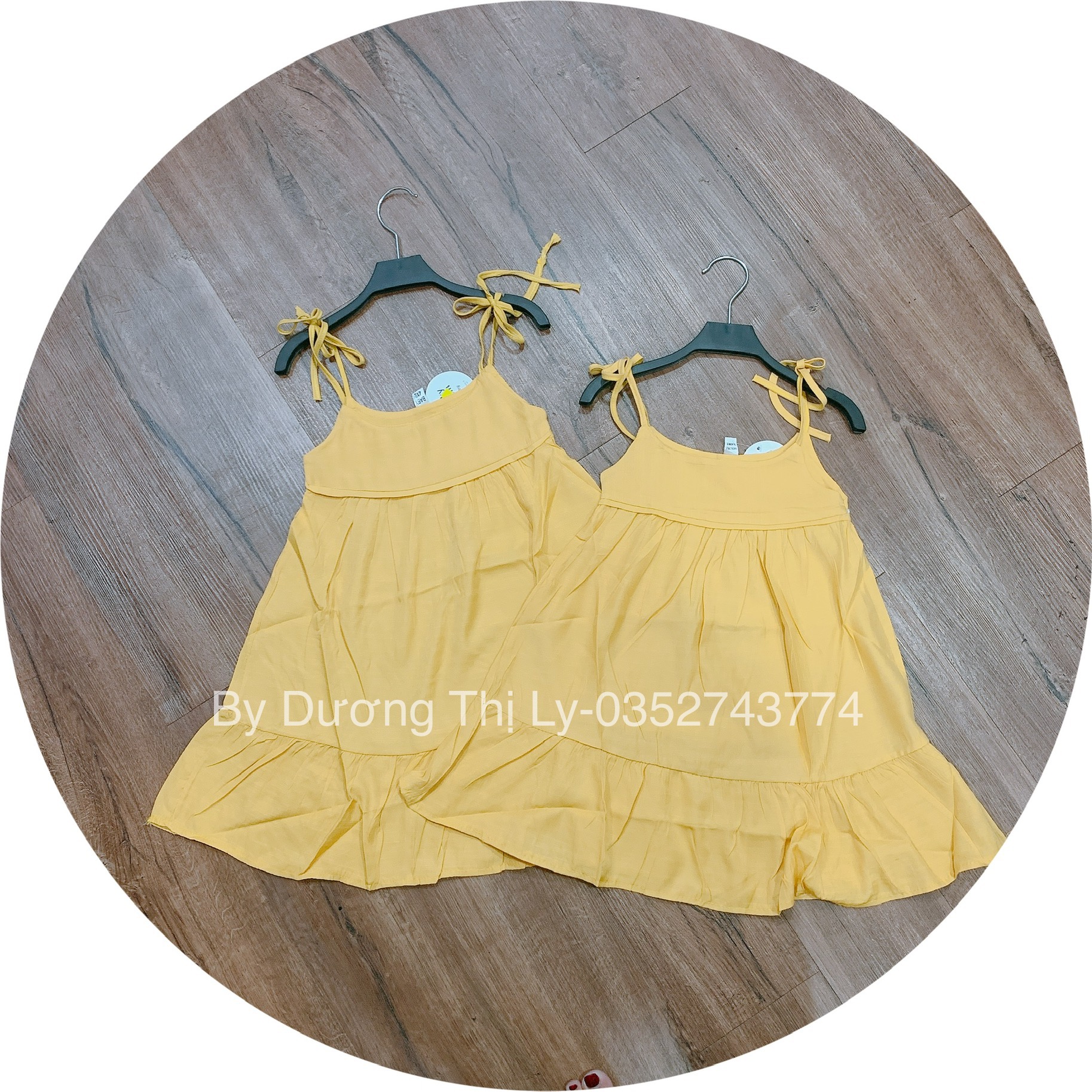 Váy vàng 2 dây cho bé