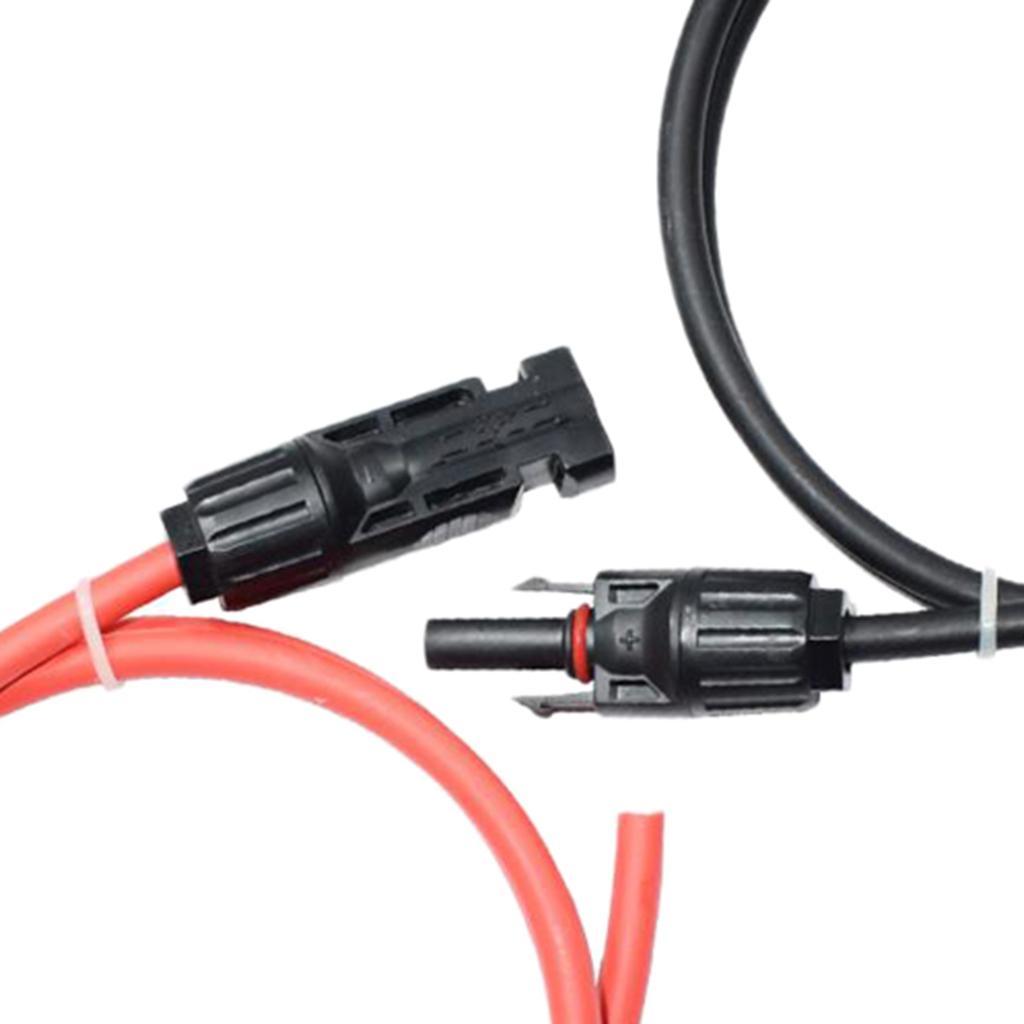 2Pieces 1M 10AWG Solar Panel Extension Cables w/ Female&Male Connector