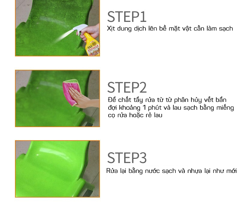 Dung Dịch Tẩy Sạch Vết Bẩn Trên Đồ Nhựa, Ghế Nhựa, Nội Thất Nhựa Cao Cấp 500ml- Hàng Nhập Khẩu