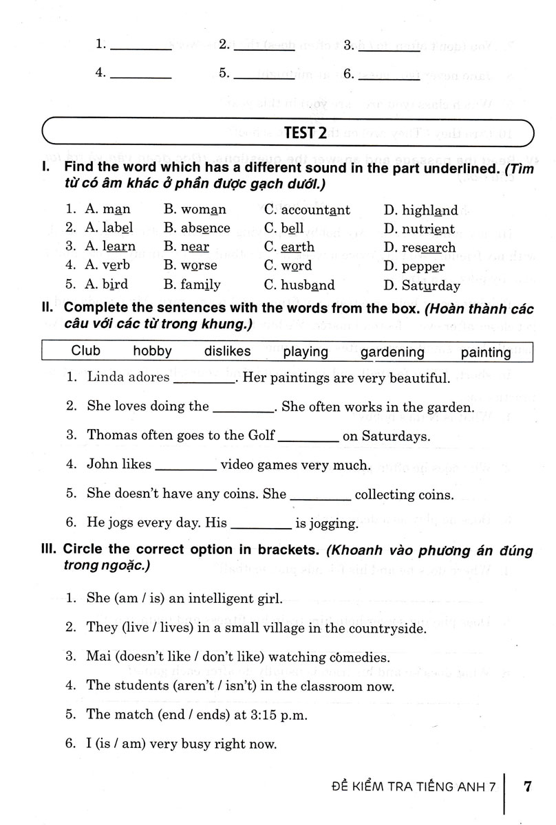 Sách tham khảo- Đề Kiểm Tra Tiếng Anh 7 (Dùng Kèm SGK Kết Nối)_HA
