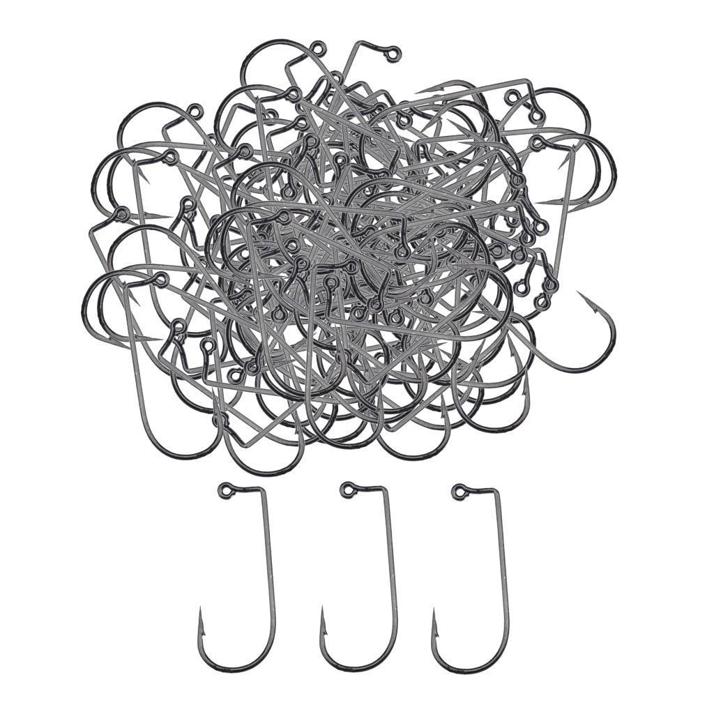 100pcs Worm Fishing Hooks Carbon Steel  Barbed Hook for Big Fish