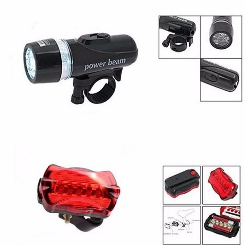 Bộ đèn pin gắn xe đạp và đèn chiếu hậu 5 LED WJ-101 206211