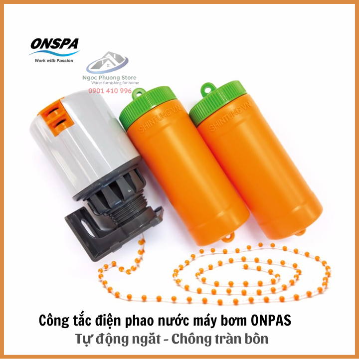 Phao Điện bơm nước ONPAS Tự động ngắt mở, Chống Tràn Chống Cạn, Tiếp Điểm Mạ Bạc Siêu Bền ST-70AB15