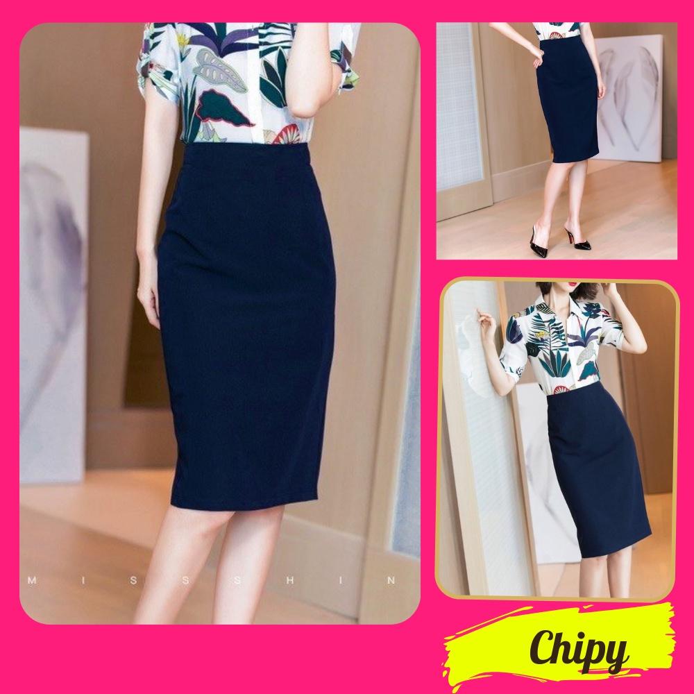 Chân Váy Công Sở Bút Chì CHIPY Dáng Dài Qua Gối Màu Nâu Lưng Cao Xẻ Sau Đẹp Kiểu Hàn Quốc Vintage Cá Tính MCV802